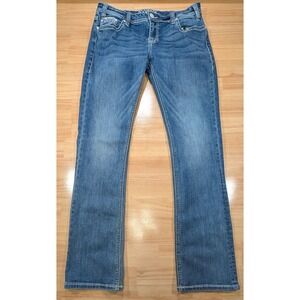 Rock & Roll Cowgirl Boyfriend Jeans 28x34 Medium Wash Embroidered Straight Leg